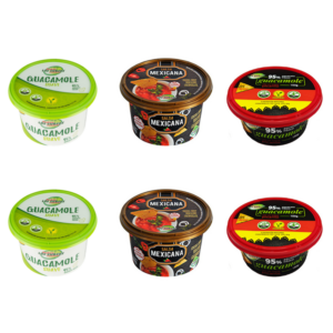 guamole suave picante y salsa mexicana