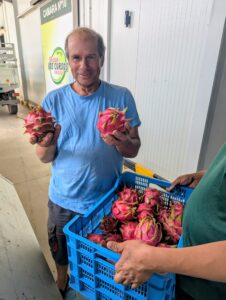Javier, agricultor de la Costa Tropical con pitayas en la mano